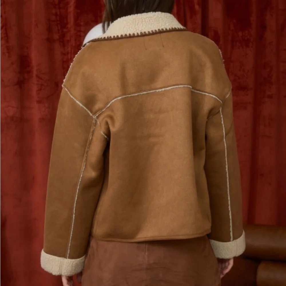 871.  Brown Shearling Jacket - Picture 2 of 7
